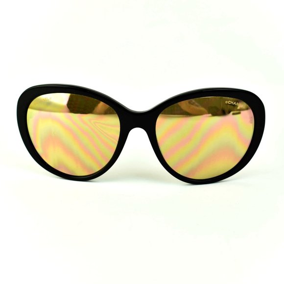 CHANEL Black/Gold CC 18k Gold Mirrored Sunglasses main image 6